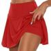 Sksloeg Workout Shorts for Women Athletic Skirt Tennis Skort with Shorts Golf Skirts Workout Running Sport Skorts Red 3XL