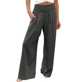Work Trousers for Women Summer Pant for Women Casual Lightweight High Waisted Joggers Wide Leg Lounge Pants Plus Size Trousers with Pockets Plus Size Linen Pants for Women