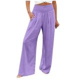 Straight Leg Pants Women Wide Leg Palazzo Pants for Women Plus Size High Waisted Trousers Casual Stretchy Joggers Palazzo Lounge Pants Pocket Casual Work Clothes for Women