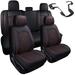 Ford Full Set Leather Car Seat Cover 5 Pieces for 2009-2022 F150 and 2017-2022 F250 F350 F450 & Carbon Fiber Steering Wheel Cover Trim For 2015-2020 Ford F150 2017-2020 F250 F350