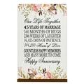 LifeSong Milestones 8x12 Floral 45th Anniversary Sign with Base Gifts for Couple