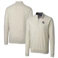 Men's Cutter & Buck Oatmeal Las Vegas Raiders Helmet Lakemont Tri-Blend Quarter-Zip Pullover Sweater
