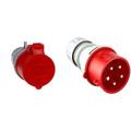 as - Schwabe CEE-Kupplung – 400 V / 32 A / 5-polig – Kupplung mit Schraubanschlüssen – CEE-Adapter 5-polig / 6h – – IP44 – Grau/Rot I 60427 & UNITEC 40578L CEE-Stecker 32A, lose, rot