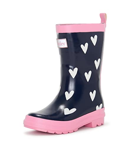 Hatley Girl's Printed Wellington Rain Boots , Blue (Navy & White Hearts), 11 UK (Manufacturer Size: 12 US Child)