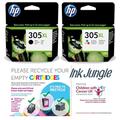 Ink Jungle HP 305XL Black & Colour Ink Cartridge For HP ENVY 6010 6010e 6020 6020e 6022 6022e 6030 6030e 6032 6032e 6420e 6430e 6432e Printers & an Charity Recycling Bag 3YM62AE 3YM63AE