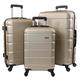 A2B Exodus Hard Sided Luggage Set - Hardsided Travel Suitcases with 4 Spinner Wheels | ABS Hard Shell Cases Large, Medium & Small AB00180 (Champagne, 3 Piece Full Set)