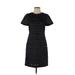 Banana Republic Casual Dress - Sheath Crew Neck Short sleeves: Black Print Dresses - Women's Size 0