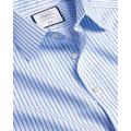 Men's Non-Iron Twill Stripe Cotton Formal Shirt - Cornflower Blue Single Cuff, Medium by Charles Tyrwhitt