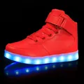 Baskets lumineuses à semelle colorée pour enfants chaussures lumineuses à LED chargement USB