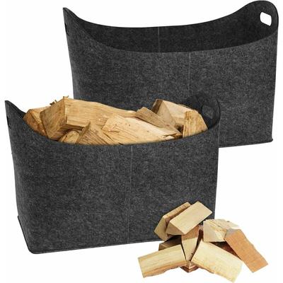 Naizy - xxl Holzkorb für Kaminholz, 2 Stück Faltbar Groß Kaminholzkorb aus extradickem Filz Shopper Image