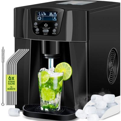 Eiswürfelbereiter Eiswürfelmaschine Edelstahl 100W Ice Maker 12 kg 24 h 2 Würfelgrößen Zubereitung
