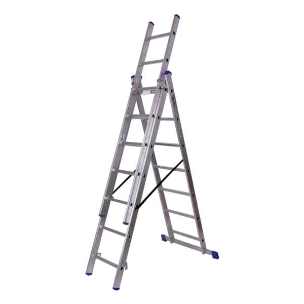 SZ Metall Stehleiter 3x7 Sprossen grau, 46x16 cm Image