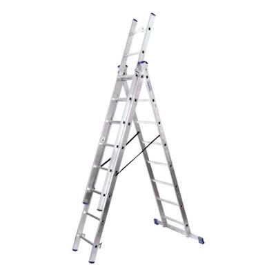 SZ Metall Stehleiter 3x8 Sprossen grau, 46x16 cm