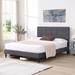 Walker Edison Platform Bed Frame w/ Fabric Upholstered Headboard & Wooden Slats Upholstered in Gray | Queen | Wayfair XD-334