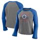 "T-shirt court à manches longues raglan Fanatics Branded Heathered Grey/Heathered Royal Florida Gators pour femme"