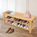 Winston Porter Double-Tier Detachable 10 Pair Shoe Storage Bench Solid Wood in Brown | 16.54 H x 39.37 W x 11.81 D in | Wayfair