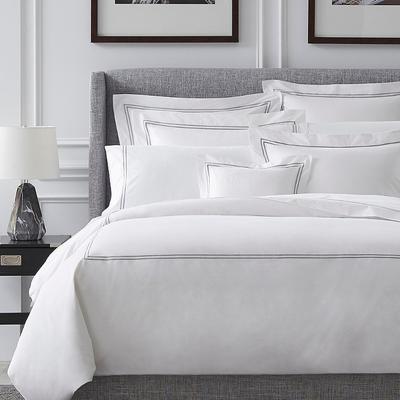 SFERRA Grande Hotel Bedding - White with Grey Embroidery, White with Grey Duvet Cover, King White with Grey Duvet Cover - Frontgate