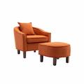Barrel Chair - Red Barrel Studio® Mariajulia 29.13" W Barrel Chair & Ottoman Linen in Orange | 26.77 H x 29.13 W x 27.17 D in | Wayfair
