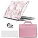 IBENZER 2022 2021 MacBook Air 13 inch Case M1 A2337 A2179 A1932 Hard Shell Case & Sleeve Bag & Keyboard Cover & Type C for Apple Mac Air 13 with Touch ID (2018-2022) Pink Marble W-AT13-PKMB+3