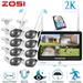 3MP Security Camera System with 12.5 in LCD Monitor ZOSI All in one Wireless Security Camera System 8pcs 2K Outdoor Wifi Cameras with Audio 100ft Night Vision 2TB for Home Business 24/7 Recording