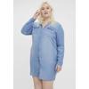 Jeanskleid VERO MODA CURVE "VMSILA LS SHORT DRESS MIX GA CURVE NOOS", Damen, Gr. 52, N-Gr, blau (light blau denim), Obermaterial: 100% Lyocell (TENCEL), modisch, Langarm, Kleider