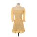 Faithfull the Brand Casual Dress - A-Line Square 3/4 sleeves: Yellow Floral Dresses - Women's Size 4