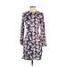 Club Monaco Casual Dress - Sheath Crew Neck 3/4 sleeves: Blue Floral Dresses - Women's Size 00