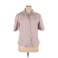 Old Navy Short Sleeve Button Down Shirt: Purple Print Tops - Women's Size 2X-Large