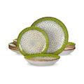 Bungalow Rose 12-piece Grass Dinnerware Sets w/ Dinner Plate, Dessert Plate & Pasta Bowl, Chrysanthemum Embossed, Service For 4 in Green | Wayfair