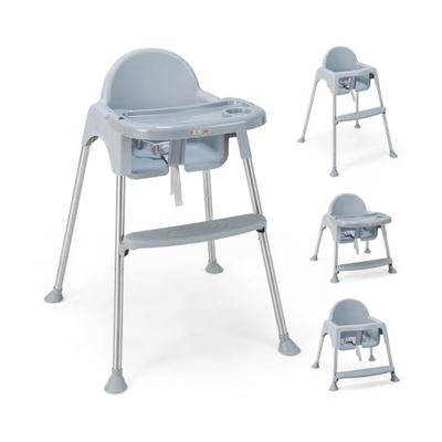 Costway 4-in-1 Convertible Baby High Chair with Removable Double Tray-Gray