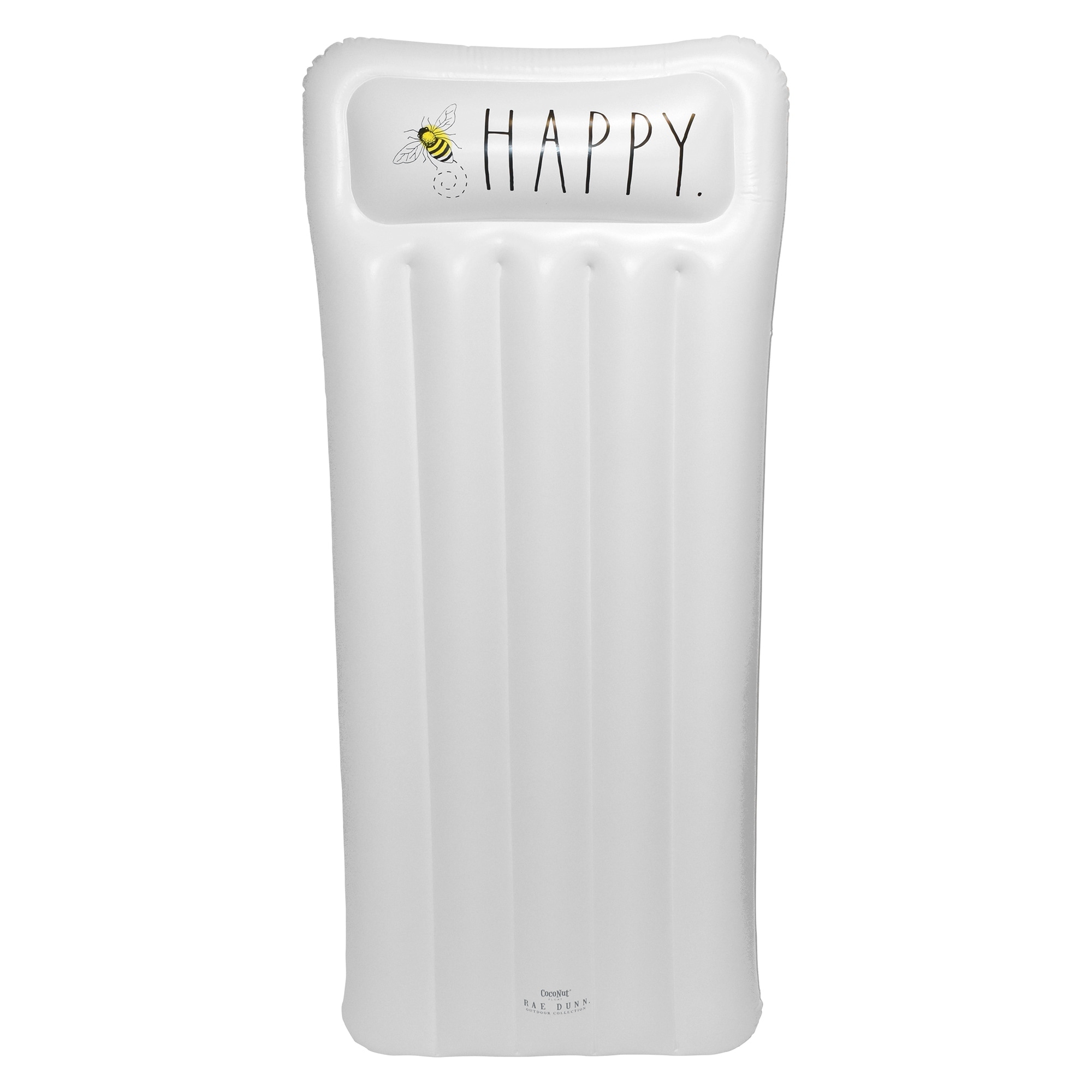 Rae Dunn: Bee Happy Lounger - 68x28" Pool Float, CocoNut Float, Inflatable Water Accessory, Anti-Leak, Durable, Ages 8+ - Multi