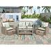 Patio Furniture Set, 4 Piece Outdoor Conversation Set All Weather Wicker Sectional Sofa with Ottoman and Cushions