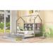 Wooden Twin Size Kids House Bed with Twin Trundle & Shelf, Grey