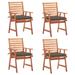 vidaXL Patio Dining Chairs Outdoor Patio Chair with Cushions Solid Wood Acacia - 22" x 24.4" x 36.2"