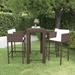 vidaXL Patio Bar Set 5 Piece with Cushions Poly Rattan Seating Multi Colors - 39.4" x 23.8" x 43.5"