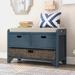 Storage Bench with Removable Basket and 2 Drawers, Assembled Shoe Bench with Removable Cushion for Living Room, Entryway
