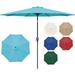 Bianlte 9ft Patio Umbrella Outdoor Table Market Umbrella with Push Button Tilt/Crank 8 Sturdy Ribs for Garden Deck Backyard Pool Turquoise