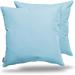 Outdoor Decorative Throw Pillow Pack of 2 Stuffed Throw Pillows UV Resistant Weather Resistant Complete Pillow with Polyester Fill Insert (Solid 18 x 18 Sky Blue)