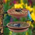 NOGIS Bird Feeder Bath Bowl Trays Tree Mounted for Metal Hanging with Heavy Duty Sturdy Steel Ring Seed Tray Backyard Terrace Easy Clean and Fill 8.3 in Dia of Different Depths (2PC)