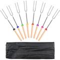 Marshmallow Roasting Sticks 8 Pack BBQ Fork 32Inch Long Stainless Steel Telescoping for Sausage Hot Dog Smores Skewers Fire Pit Campfire Camping Stove Grill Kit