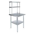 30 Long x 30 Deep Stainless Steel Work Table With 12 Wide Double Tier Overshelf | Metal Kitchen Prep Table & Shelving Combo