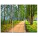 Design Art Road in Green Morning Forest - 3 Piece Graphic Art on Wrapped Canvas Set