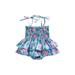 Peyakidsaa Toddler Baby Girl Tree/Flower Print Romper Sleeveless Tie-Up Spaghetti Strap Ruched Ruffles Jumpsuit