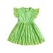 Youweixiong Little Toddler Baby Girls Summer A-line Dress Short Sleeve O Neck Lace Tassel Dresses