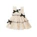 Toddler Baby Girls Summer Princess Dresses Sleeveless Bow Front Dots Print Tiered Party Dresses