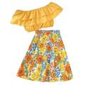 Cute Summer Toddler Girls Outfits Set Baby Outfits&Set One Neck Top And Printed Half Body Skirt Outdoor Casual Fashionable Suit For 8-9 Years