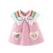 Peyakidsaa Kids Toddler Baby Girl Casual Dress Rainbow Cloud Print Patchwork A-line Dress for Casual Daily