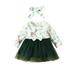 Newborn Baby Girl Dress Print Long Sleeve A-line Dresses + Headband 2Pcs Fall Outfits