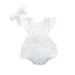 Baby Girls Jumpsuit Ruffled Cotton Sleeveless Lace Embroidery Romper And Headband For Baby Solid White Baby Crawling Clothes