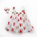 Loopsun Toddler Girl Dress Square Neck Sleeveless Flowers Printing Strap Lace Mini Dress Red